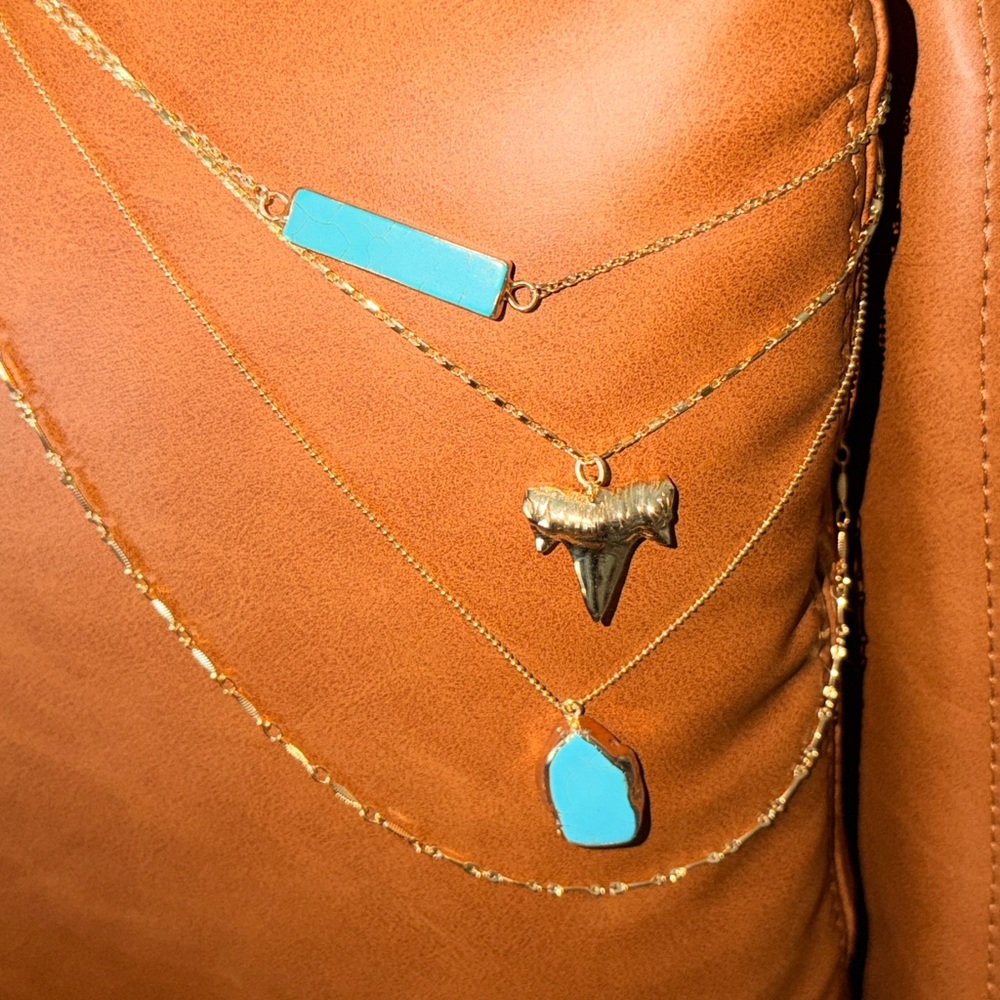 Gold and Turquoise Layered Necklace Set
